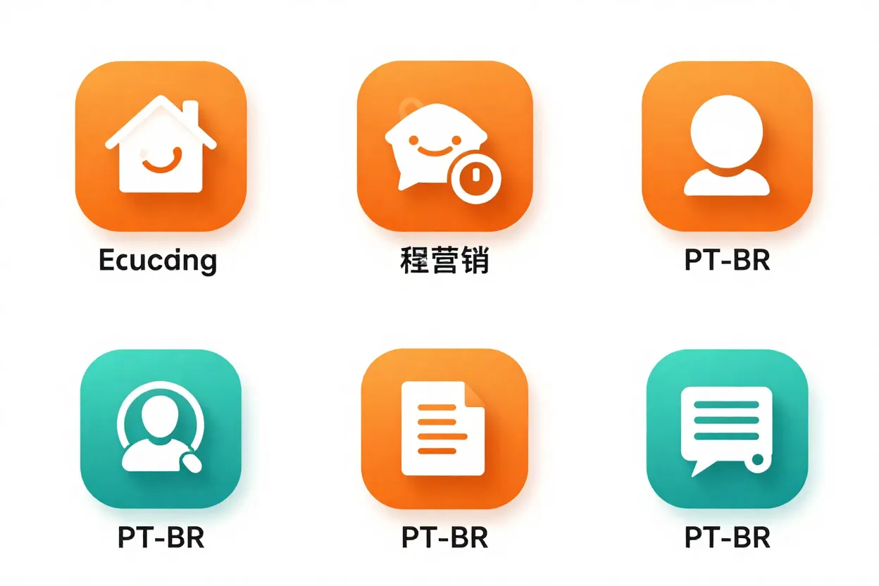 Icones representando diferentes aplicacoes de dublagem ia em diversos setores