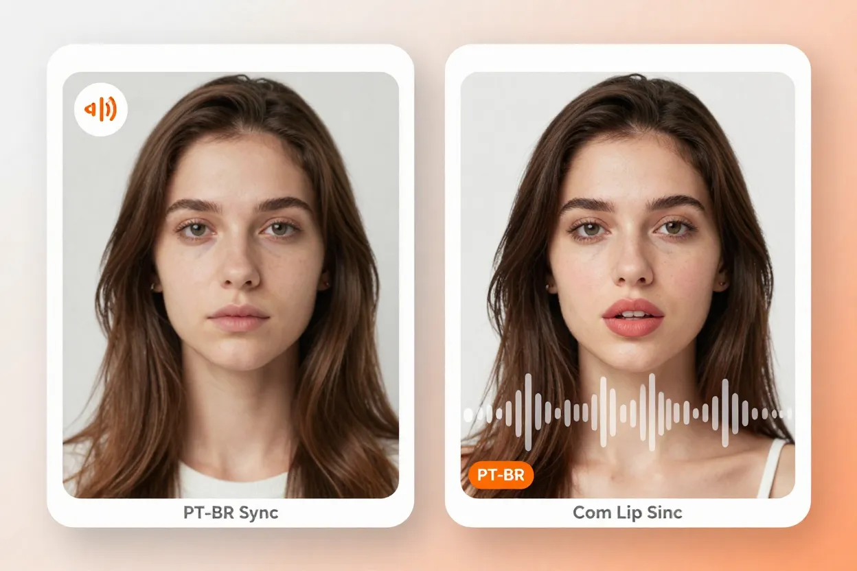 Comparacao entre video estatico e video com sincronizacao labial lado a lado
