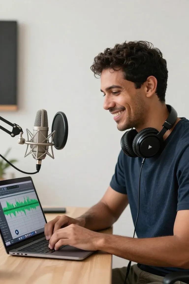 Para Narração Profissional em Segundos - Depois